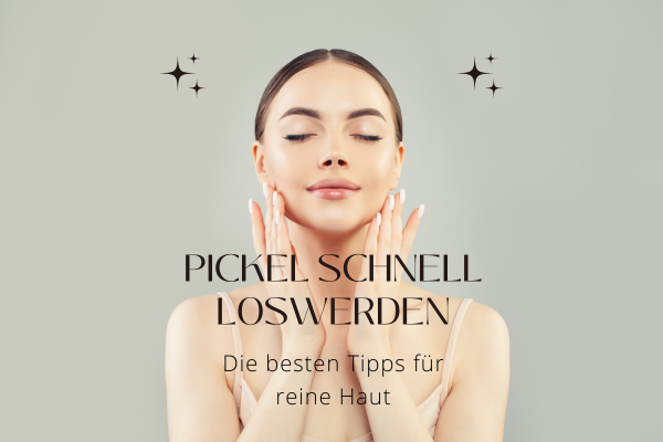 „Junge Frau mit reiner Haut berührt sanft ihr Gesicht – Tipps, um Pickel schnell loszuwerden und eine strahlende Haut zu bekommen.“